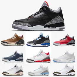 Jumpman 3S كرة السلة أحذية رجال مدربون للسيدات الرياضة أحذية رياضية OG 3 Fire Red Pine Green Racer Blue Unc Court Purple Laser Orange Midnight Navy Outdoor Shoes