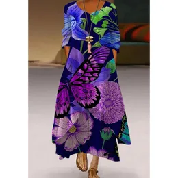 Chinese butterfly printed maxi shift dress shop