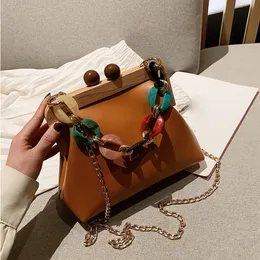 Worka wieczorowa modna luksusowa torebka PU vintage clip torebki mini akryl łańcucha crossbody dame ręka 230505