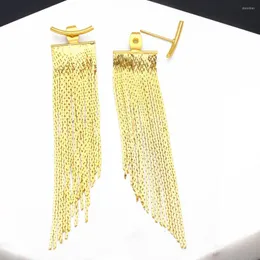 Stud Earrings FLOLA Trendy Gold Plated Tassels For Women Long Chain Bridal Gifts Irregular Earring Ersa310