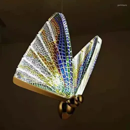 Ljuskronor The Emamel Butterfly Luxury LED Chandelier Light For Kitchen Matsal Kaffehus sovrum trappsupphängning dimond ring