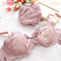 Bras устанавливает Logirlve Push Up Brassiere кружевное белье, набор прозрачных трусиков для женского нижнего белья сексуального бюстгальтера 230505