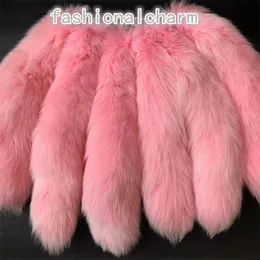 10pcs/działka 40 cm/16 "czysty różowy prawdziwy oryginalny lis fur
