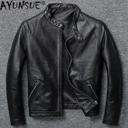 Men's Leather Faux AYUNSUE 100 Real Cowhide Genuine Jacket Men Clothes Autumn Coat Plus Size 5XL Coats Jaqueta Couro Legtimo Masculino 230428