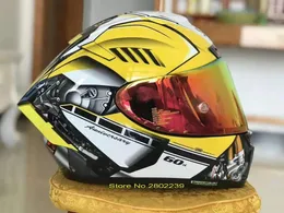 Motorfietshelmen Volledig gezicht helm x14 Geel en zilveren 60S Rij Motocross Racing Motobike