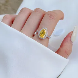 Груша срезы с бриллиантовым кольцом Topaz 100% Реал 925 Серебряные серебряные обручальные кольца для женщин для свадебных украшений с свадьбой