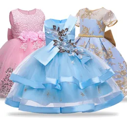 Vestidos de menina feminina flor de meninas vestido para casamento e festa crianças fantasia crianças princesa vestido 4 5 6 7 8 10 anos
