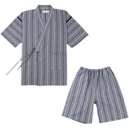 Męska odzież sutowa Japonesetradycyjna Mężczyzna Bathobe Vintage Yukata Summer Kimono z szortami z zestawem hanfu sleep Lounge bawełniana piżama 230505