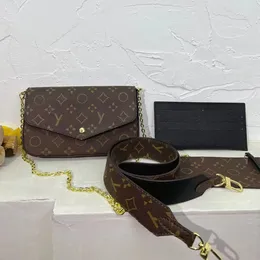 Designers Bags Cross Body handbag Shoulder bagg Totes Women Luxury 3-piece set Chain Classic Flower Brown With Original dust bag hobo purses 02