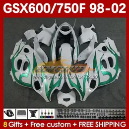 الجسم لـ Suzuki Katana Flames Green GSX600F GSXF750 GSXF-750 GSXF 600 750 CC 169NO.34 GSX750F 600CC 750CC 98 99 00 01 02 GSXF600 GSXF-600 1998 1999 2000 2002 2002
