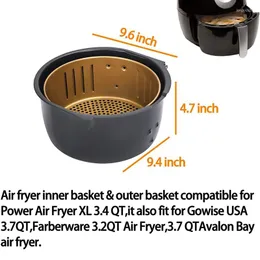 Tallrikar Air Fryer Innerkorg Yttre För Power Bakning Dränera Oljebricka Gjuten Grid Rack