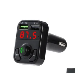 Bluetooth Car Kit X8 FM Transmitter Aux Modator Hands O 3.1A Quick Charge Dual USB Charger Acces315X Drop Delivery M Dhoyi