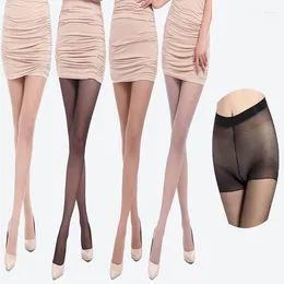 Kvinnors strumpor Solid Color Transparenta Tights Sexiga strumpbyxor Summer Kvinna andas anti-krok tunna strumpor