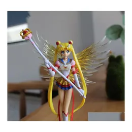 Cartoon Figures Sailor Moon Action Japan 16Cm Mercury Jupiter Venus Figurines Collectable Models Kids Toy Christmas Gift C0220 Drop Dhnk4