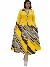 Etnisk kläder Jul Tvådelat kappklänning Set Afrikanska klänningar för kvinnor XL-4XL Plus Size Dashiki Robe Femme Party Clothes