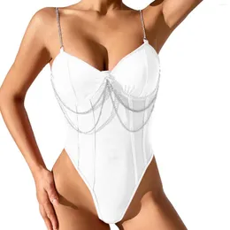 Shaperes femininas divertidas femininas lace metal cadeia de metal tamp sexy veja bodysuit para mulheres casais de dramatização de lingerie