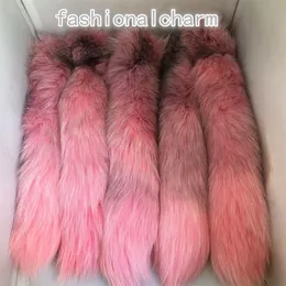 10pcs/lot 40cm/16 "pembe/siyah gerçek gerçek tilki kürk kuyruk anahtarlık cosplay cosplay oyuncakları çanta cazibesi araba telefon kolye