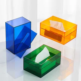 صناديق الأنسجة المناديل ins acrylic tissue box سطح مكتب شفاف أزياء حامل منديل التخزين رف ديكور المنزل إكسسوارات غرفة المعيشة زخرفية Z0505