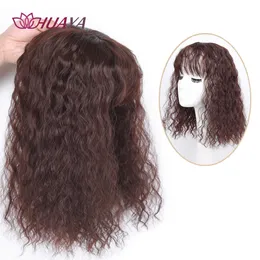 Bangs HUAYA Synthetic Long Water Wavy Curly Half Head Women's Hairpieces Invisible Head Top Block Increase Hair Volume 230518