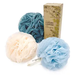Dubbele textuur Luxe diepe reinigende loofa -spons voor stralende huid, pakket van 4, bad en douche, exfoliërende lichaamsstruiken, kleuren voor vrouwen