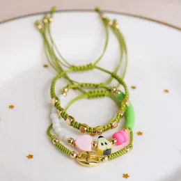 Странд Ккбед Ручные плетеные браслеты устанавливают Boho Summer Fruit Green Bracelet для женщин -ювелирных изделий для девочек Pulseras аксессуары