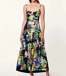 2023 드레스 새로운 유럽 및 미국 여성 패션 프린팅 섹시한 드레스 슬림 한 긴 드레스 슬림 부호 허리 랩