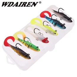 Baits Lures 5Pcs/Lot Mixed Colors Soft Bait Set 60mm 4g Jig Hooks Wobblers Fishing Lure Artificial Silicone With Box Pesca Tackle Kit 230504