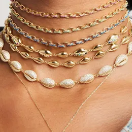 Choker Wholesale Gold Color Sea Shell Charm 32 8cm Necklace for Women Fashion Fashion Multi Layerd Summer Summer Beach Jewelry