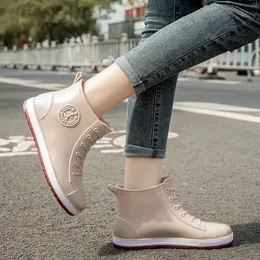 Rain Boots Lorilury Women High Top Rubber Jelly Shoes Summer Ankle Galoshes Casual Women's Plush 230504