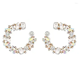 Stud Earrings ZHINI Luxury Charming Colorful Crystal C-shaped For Women Statement Earring Wedding Fashion Jewelry 2023 Brincos