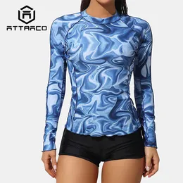 Шуфуты Drysuits Attraco Women Rash Guard Quick Dry Breshate Print Surfing Tops Upf 50 Рубашка с длинными рукавами экипажа J230505