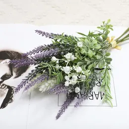 Decorative Flowers False Lavender Plastic Home Wedding Decor Faux Flower Bouquet Realistic Long Lasting Artificial Party Supplies