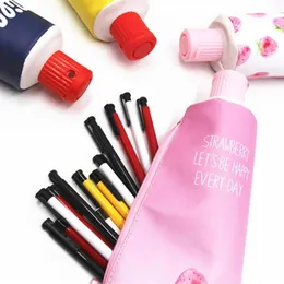 Tandkräm PU Pencilfodral med blyertsslipare Stationery Storage Pencil Bag Student Stationy School Supplies för Boy Girl 10PC255N