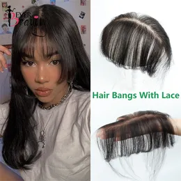 Bangs Human Hair Bangs No Clips Bangs With HD Crystal Lace 3D Blunt Cut Natural Hair Bang Overhead Hair Extensions Remy Hair Black 230504