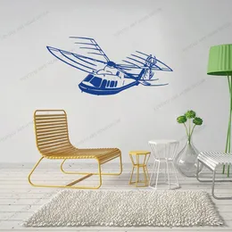 Wallpapers Large Helicopter Wall Stickers Vinyl Decal For Baby Room sticker Helicopter Wallsticker Nature Decor Bedroom Decal muraux DW9841 230505