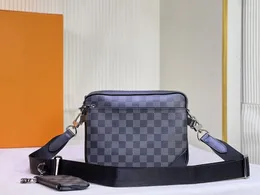 MT Handbags Men Leather TRIO Messenger Bags Luxury Shoulder Bag Make up Bag v Designer Handbag Tote Man's bag