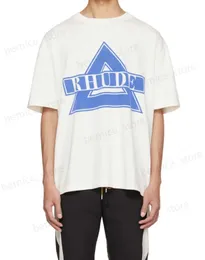 Herren T-Shirts Designer Mode Kleidung T-Shirts Rhude Triangle Banner Bedruckt Kurzarm Weiß Halb Reine Baumwolle Trendmarke Sommer Tops Streetwear