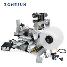 ZONESUN LT-60D Automatic Flat Labeling Machine Semi Bottle Labeling Dispenser Bottle Label Applicator With Date Coder