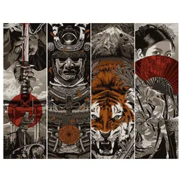 Number AMTMBS Japanese Samurai Ukiyoe Tiger DIY Paintings By Numbers Drawing On Canvas Coloring By Numbers Home Wall Art Number Decor