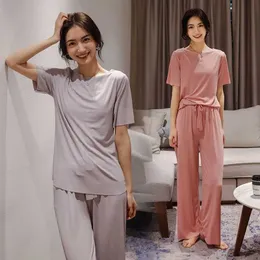 's sleepwear pajama modal shripal selevived typ suit women ice ice ice silk leg pants home pajamas set p230408 ​​p230505