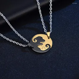 Chains Pet Dog Couple Stitching Pair Necklace Female Girlfriends Simple Animal Matching Clavicle Chain Puzzle Valentine's Gift