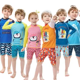 Two-Pieces Cartoon 3pcs Boys Swimsuit With Swim Cap Kids boys Swimming Custume Children Swimwear Rash Guard Beach Wear Boys Bathing Suit 230504
