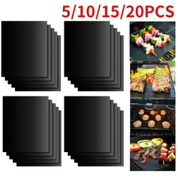 BBQ Tools Akcesoria 5101520PCS BBQ Grill Mat Mat Grilla Pieczenie na zewnątrz nietoperzowy podkładka wielokrotnego użycia płyta gotowania 40 * 50 cm na imprezę Mat Grill 230504