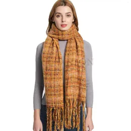 Scarves Thick Winter Scarf Women Cashmere Pashmina Plaid Big Tassels Female Wraps Soft Bufanda Shawl Long Stole