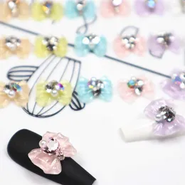 Nail Art Decorations 10Pcs Japanese Bow Heart Nail Art Charms Inlaid Diamonds SailorBeauty Girl Nails Rhinestones Resin Manicure Parts Accessories J230419
