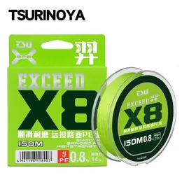 Braid Line TSURINOYA 150M Smooth High Strength 8 Weaves PE Fishing Line EXCEED 1236lb Long Casting 8 Strand Braided Multifilament Line 230505