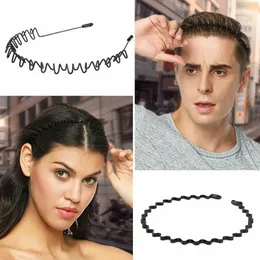 Hoop Hair Band Wave Shaped Hairband Unisex Sports Face Wash Headdress Hair Non Slip Black Metal Spiral Headband Men Women