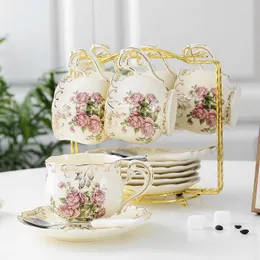 Cups Saucers Vintage Breakfast Beautiful Mugs Coffee Cup Espresso Afternoon 6 Persons Tea Set Luxury Tableware Tasse Drinkware