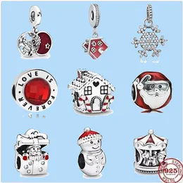 925 Pandora Boncukları Mücevher Yapımı için Gümüş Takımları Gümüş Mücevher Hediye Toptan Yeni Noel Kardan Adam Santa Hat House