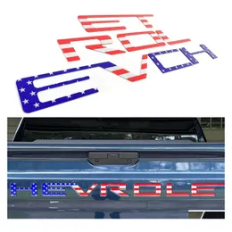 Adesivi per auto 3D Inserto porta posteriore Lettere Emblemi Inserti in plastica con forte supporto adesivo Compatibile per 2021 2022 Bandiera americana Dh2Ky